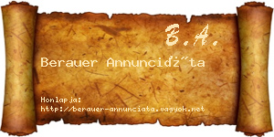 Berauer Annunciáta névjegykártya